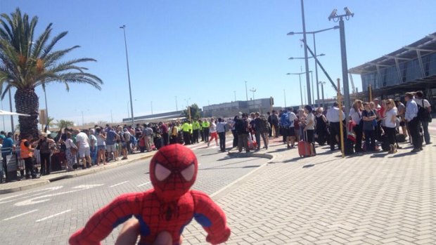 A photo taken by one of the people evacuated from the airport.