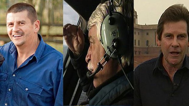 Crash tragedy ... From left, Cameraman John Bean, helicopter pilot Gary Ticehurst and journalist Paul Lockyer.