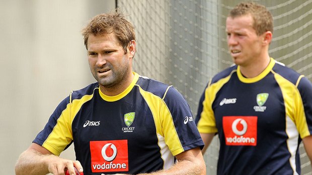 Ryan Harris (left), pictured with Peter Siddle before the Boxing Day Test, is "worried about getting injured".