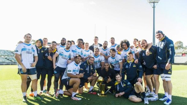 Patty Mills with the Brumbies at Canberra Stadium on Friday.