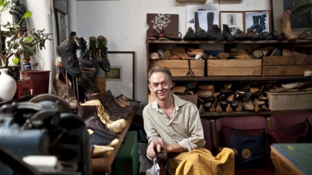 Sole trader: Shoemaker Brendan Dwyer in his studio in the Nicholas Building.