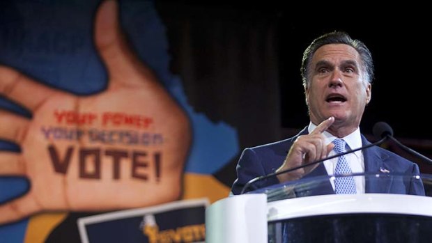 History hovered ... Mitt Romney at the NAACP convention.
