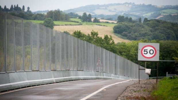 A security fence erected on the roads near the Celtic Manor resort ahead of this week's NATO summit in Wales.