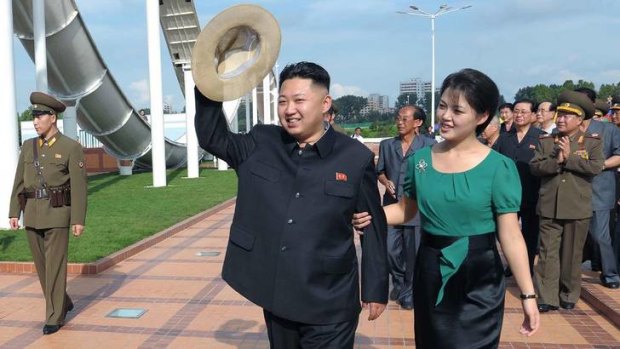 North Korean leader Kim Jong-un and his wife Ri Sol-Ju.
