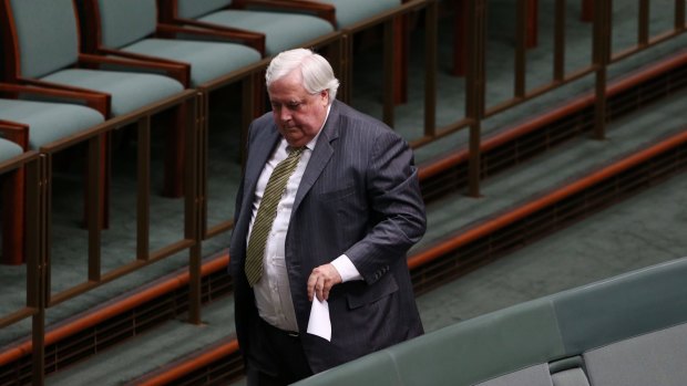 Clive Palmer during question time at Parliament House in Canberra.