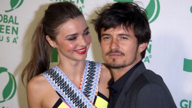 Miranda Kerr with ex-husband Orlando Bloom who allegedly punched Justin Bieber last week for making disparaging remarks about his model ex-wife.