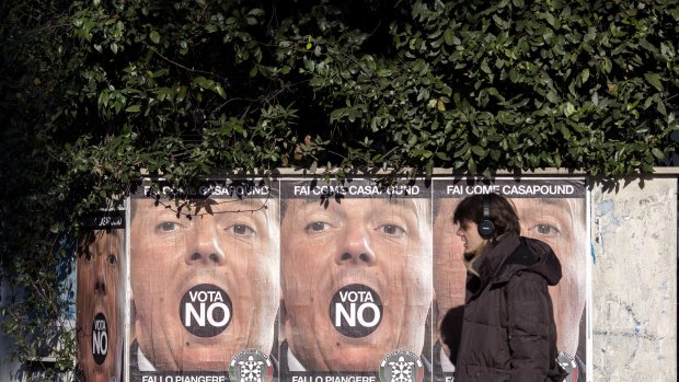 Posters for the 'No' campaign in Rome. Photo: Alessia Pierdomenico/Bloomberg
