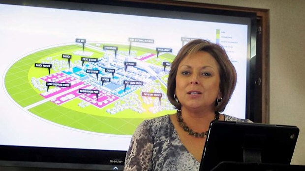 New Mexico Governor Susana Martinez speaks during the announcement of the ghost town.