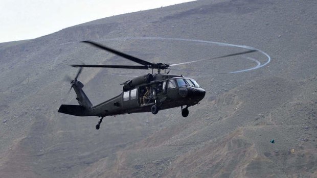 A UH-60 Black Hawk helicopter,  one of which has reportedly crashed in South Korea.
