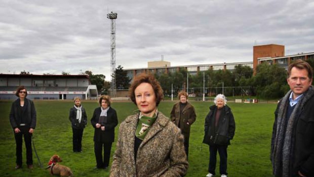 Kirsten Anderson and members of the Orrong Group opposed  a 500-apartment development on land beside Toorak Park. <i>Picture: John Woudstra</i>