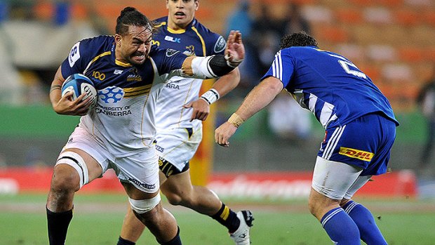 Fotu Auelua of the Brumbies in action during the match with Stormers.