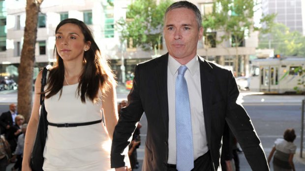 Former federal MP Craig Thomson arrives at court with his wife Zoe in February last year.