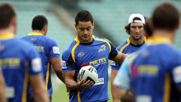 Lean machine ... Jarryd Hayne training at Parramatta Stadium yesterday. The star fullback will strip two kilograms lighter than last season with a view to greater involvement during games.