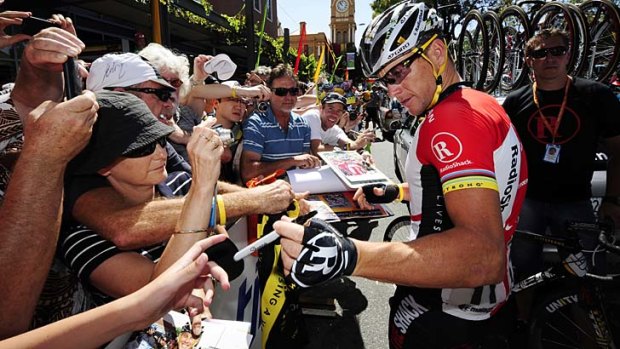 Adelaide's shame: Lance Armstrong at the Tour Down Under.