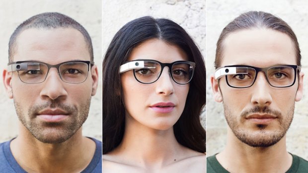Google Glass: (From left) "Split" , "Curve" and "Bold" frames.