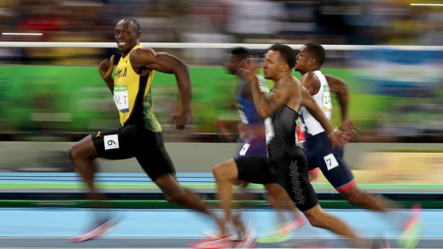 Usain Bolt of Jamaica competes in the Men's 100 meter semifinal at the Rio 2016 Olympic Games.