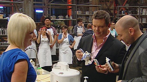 Contestant Sarah (with MasterChef judges Gary and George) was one of the early departures.
