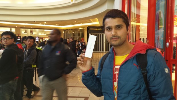 Ankit Benwal, a tourist from India, was the third person to get the new iPhone at the Chadstone store. He camped out with a friend since 10pm on Wednesday. He wanted to get the new phone straight away, rather than waiting for it to be delivered.

"It was fun waiting here, talking, making new friends," he said.