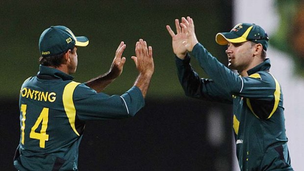 Leading the side ... Ricky Ponting, left, will take over from Michael Clarke, who is injured.