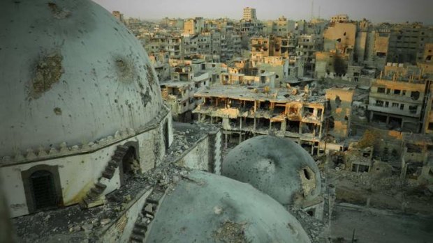 Symbolic victory: The devastated rebel stronghold of the Khalidiya district in Homs.