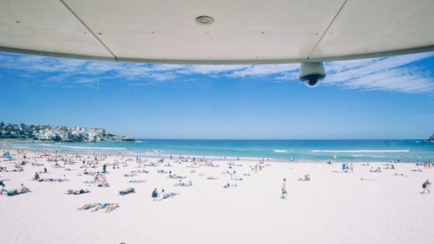 The eye in the sky: A camera creates a live feed connecting Bondi, Bronte and Tamarama together in a lifeguard surveillance system.