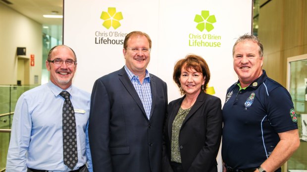 Professor Chris Milross, NSWRL chief executive David Trodden, Chris O'Brien Lifehouse chief executive Eileen Hannagan and NSWRL's Paul Langmack.