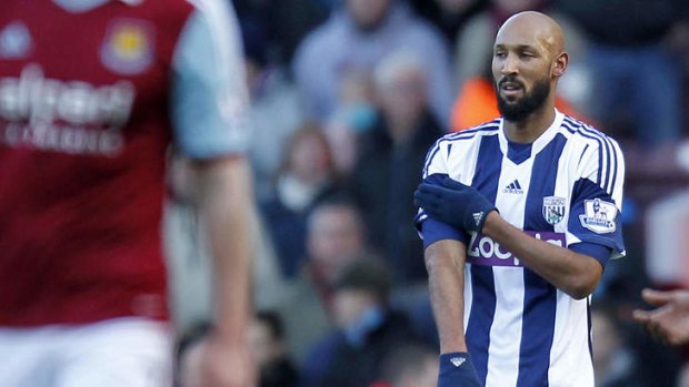 Quenelle: Nicolas Anelka's controversial goal celebration for West Bromwich Albion in December.