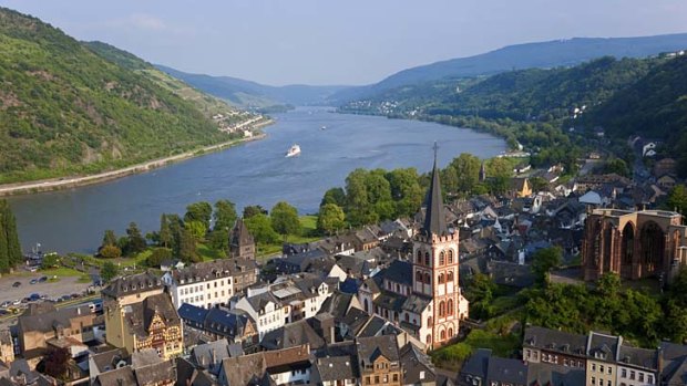 Steeple chase ... the view of the Rhine from Bacharach.