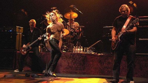 Still raw, anarchic and dangerous: Iggy Pop (centre) and the Stooges.