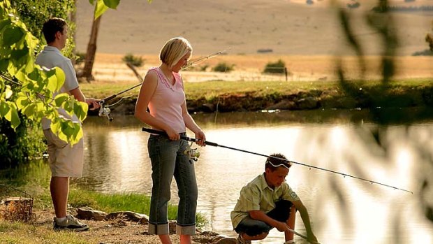 Go fish ... six ponds are stocked with trout at Tuki Retreat.