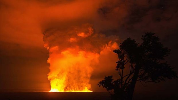 Eruption ... the lava appeared to flow towards a non-populated part of the park.