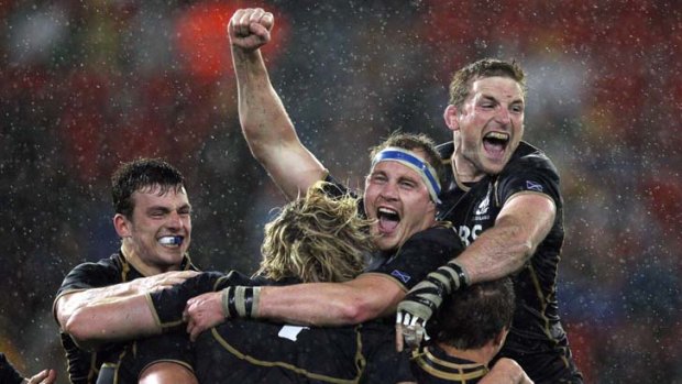 Bound to win one. Unfortunately it was against Australia ... Scotland celebrate their victory on Tuesday.