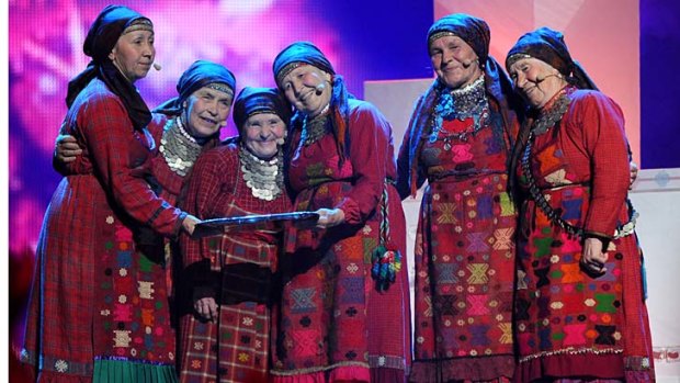Thin competition ... this year's Eurovision. Above, Russia's Buranovo Grannies last year.