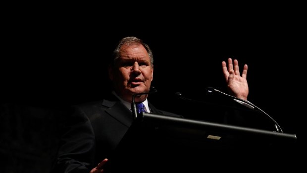 Melbourne Lord Mayor Robert Doyle speaks at the opening of the 2013 Melbourne Writers Festival, Melbourne Town Hall, Thursday, Aug. 22, 2013. (AAP Image/Paul Jeffers) NO ARCHIVING AAP