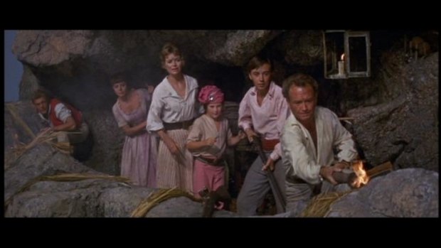 Once loved: John Mills (right) and Dorothy McGuire (third from left) in the 1960 film <i>Swiss Family Robinson</i>.