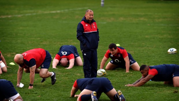 In charge: England coach Eddie Jones runs a training session during England's tour of Australia.