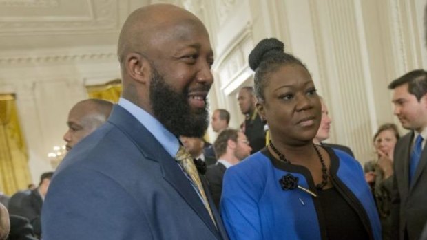 Tracy Martin, left, and Sybrina Fulton, parents of Trayvon Martin after President  Obama's speech.