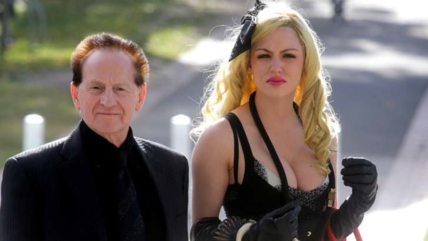 Couple: Dr Geoffrey Edelsten and Gabi Grecko at Tom Haffey's funeral.