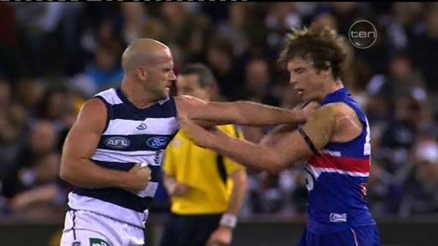 Paul Chapman grapples with Liam Picken.