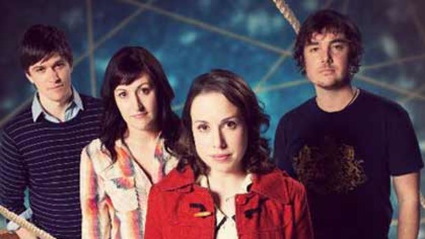 Hardy's new TV series Laid features (from left) Abe Forsythe, Celia Pacquola, Alison Bell and Toby Truslove.