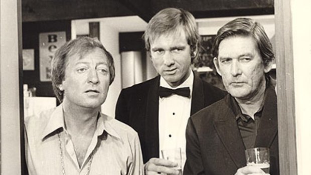 Ray Barrett (right) with Graham Kennedy and John Hargreaves in the Australian classic <i>Don's Party.</i>
