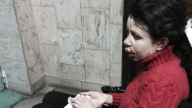 Opposition activist and journalist Tetyana Chornovil sits in a wheelchair at a hospital in Kiev on Christmas Day. 