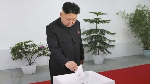 North Korean leader Kim Jong-Un casts his ballot in the election of a deputy to the Supreme People's Assembly.