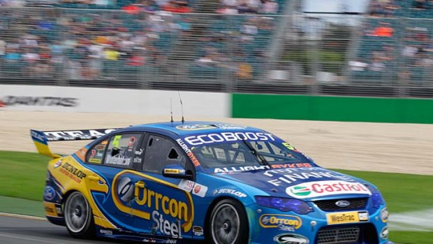 Mark Winterbottom out in front during the V8 race.