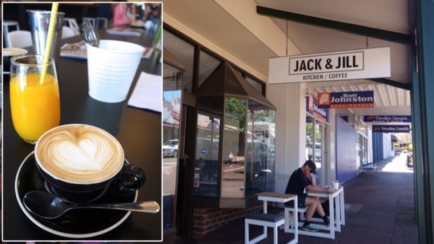 A coffee and orange juice at Jack & Jill.