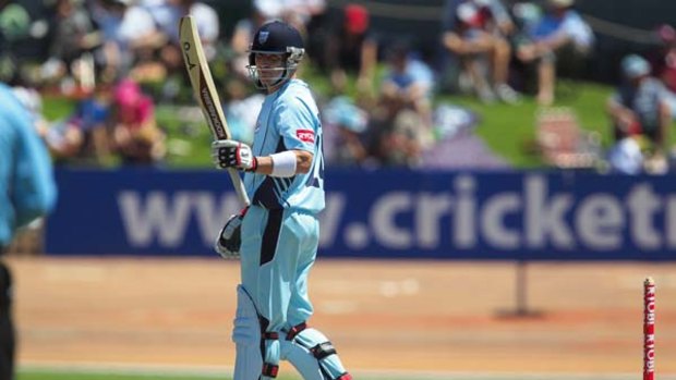 He’s back...Brad Haddin was devastating in his comeback from injury to plunder 70 runs from 75 balls to help NSW to a five-wicket win over WA in their National One-Day Cup clash at Hurstville Oval in Sydney. Haddin hit seven fours and two sixes.