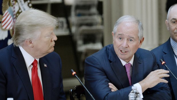 Stephen Schwarzman with Donald Trump. "I happen to think we're, like, really off-course."