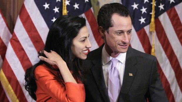US congressman Anthony Weiner with his wife, Huma Abedin.