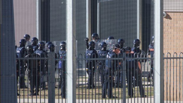 Riot police at Malmsbury Youth Justice centre.