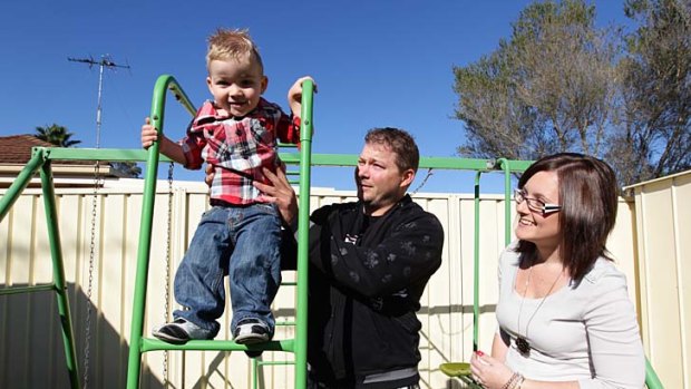Dave and Jodie Hadfield, with Cayden, 2, say they may delay a second child for financial reasons.
